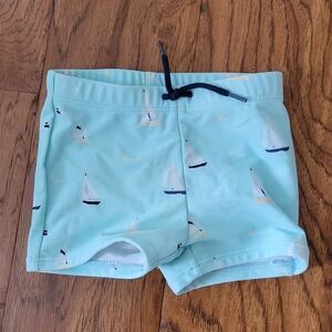Janie & Jack Baby Swim Trunks Size 6-12 Months Blue Sail Boats